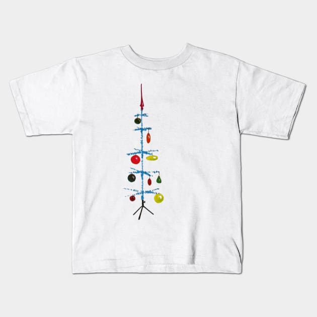 Shiny Silver Mid-Century Christmas Tree Kids T-Shirt by Eugene and Jonnie Tee's